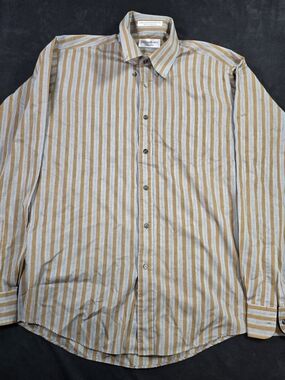 Vintage Yves Saint Laurent Men's Striped Long-Sleeve Button-Down Shirt
